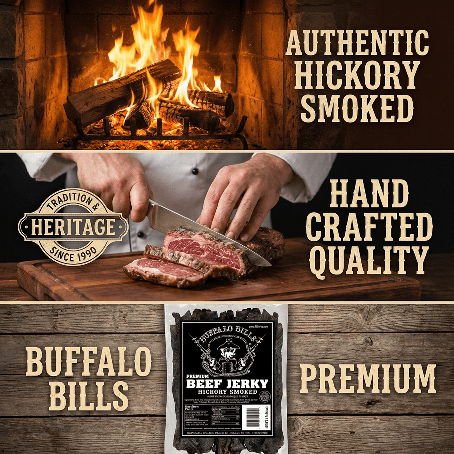 Buffalo Bills 16oz Premium Hickory Beef Jerky Pieces (hickory smoked beef jerky in random size pieces)