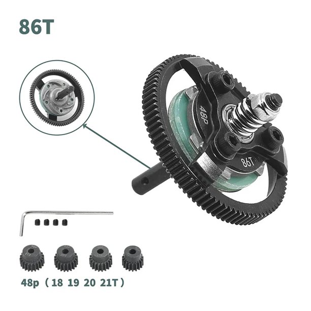 Piezas Actualización Acero Endurecido 48p 86t Equipo Espolón para Barandilla VXL Bandit 2WD