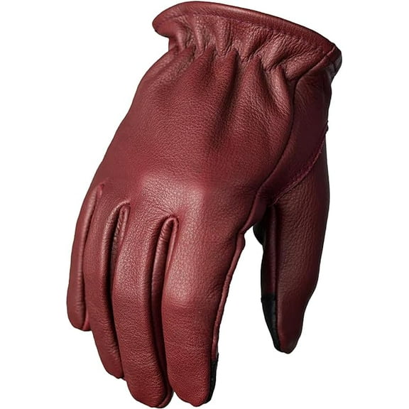First Mfg Co - Roper - Men's Motorcycle Biker Riding Oxblood Leather Gloves - Touch Screen Support