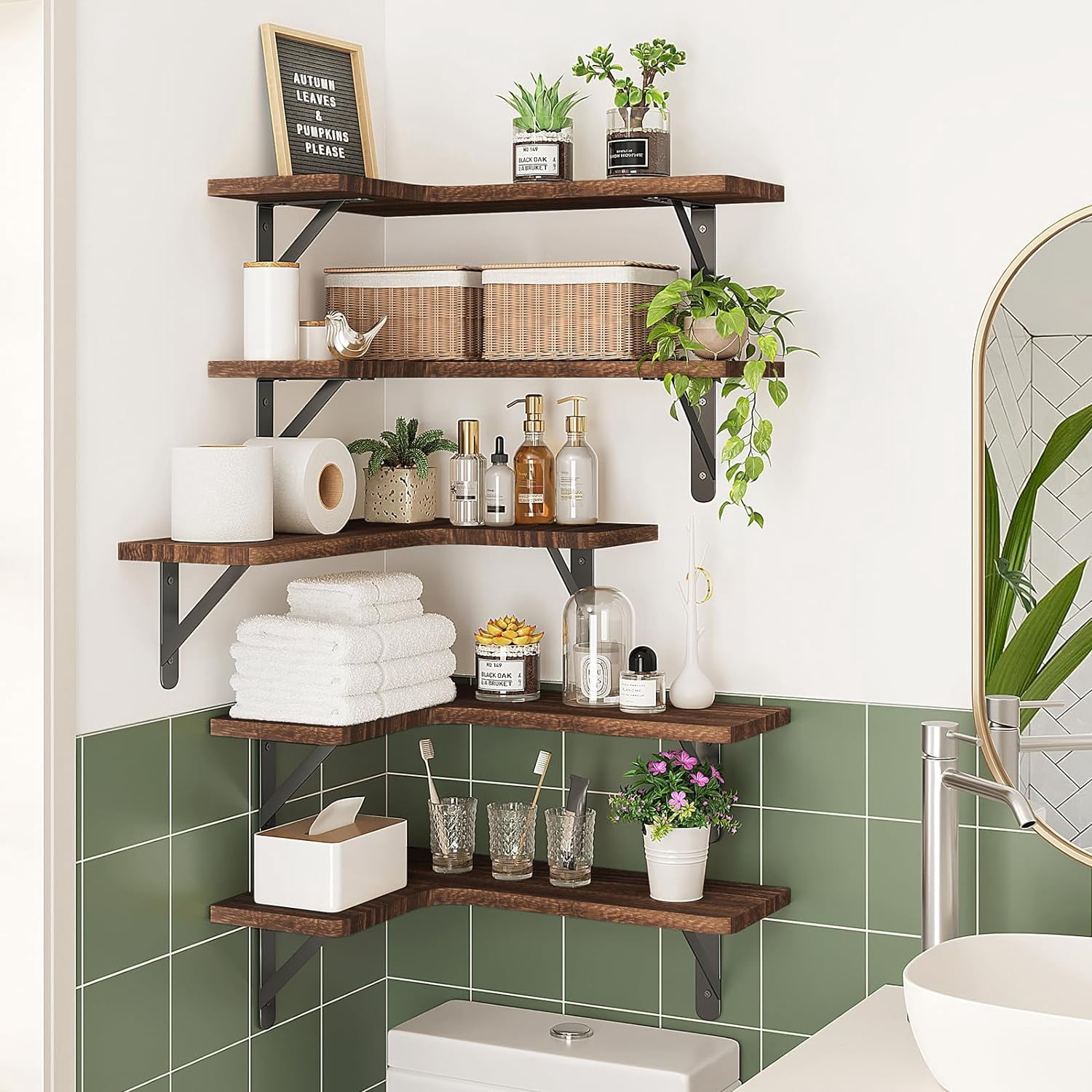 Fairy 0.6'' x 16.1'' 2-Tier Dark Carbonized Black Floating Shelf (5 Count)
