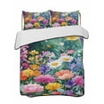 thumbnail image 2 of Watercolor Spring Floral Full Size Down Alternative Comforter, Lightweight Comforter Quilt Bedding Set with Pillow Shams Farmhouse Flowers Colorful All Seasons Bed Comforter Duvet Insert 78"x90", 2 of 7
