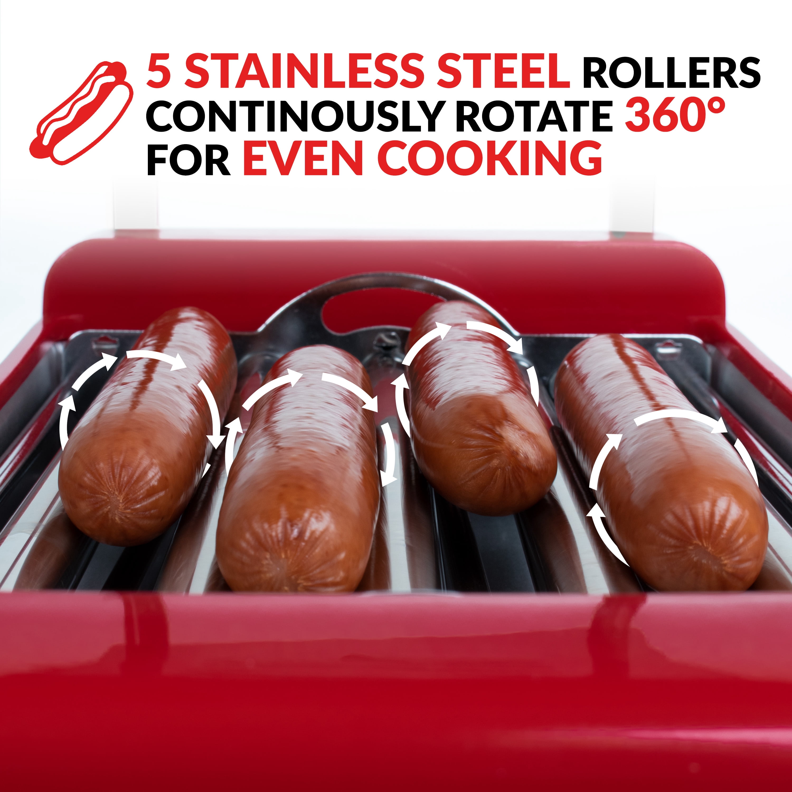 Nostalgia Coca-Cola Hot Dog Roller with Canopy Bread Warmer, 8 Hot Dog and 6 Bun Capacity