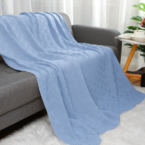 100 Cotton Cross Cable Knit Throw Blanket For Sofa Couch Bed Home