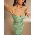 thumbnail image 7 of Mist Green 3D Floral Embroidered Bodycon Slip Maxi Dress For Women, 7 of 7