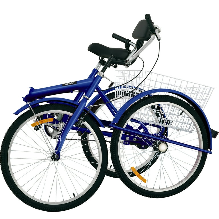 VEVOR Foldable Tricycle 26 1 Speed 3 Wheel Bike with Basket for Adults Walmart