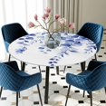 thumbnail image 3 of Navy Blue Eucalyptus Leaves Round Fitted Tablecloth with Elastic Edge, Waterproof Table Cloth Table Cover for 36"-44" Tables, Spring Rustic Botanical Tablecloths for Dining Picnic Indoor Outdoor, 3 of 9