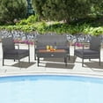 thumbnail image 3 of Gymax 8PCS Rattan Patio Conversation Furniture Set w/ Acacia Wood Tabletop & Cushions, 3 of 7