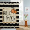 thumbnail image 4 of Shower Curtains for Bathroom, Hello Fall Waterproof Fabric Shower Curtain, Thanksgiving Orange Pumpkin Black Stripe Decorative Bathroom Curtain for Bathtub, 72"x84", No Hooks Included, 4 of 9