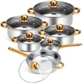 thumbnail image 1 of Bateria de Cocina de Acero Inoxidable, 6 PCS Ollas de Acero Inoxidable, Cacerolas Antiadherentes, con Transparente Tapa, Lavavajillas, 1 of 4