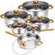thumbnail image 1 of Bateria de Cocina de Acero Inoxidable, 6 PCS Ollas de Acero Inoxidable, Cacerolas Antiadherentes, con Transparente Tapa, Lavavajillas, 1 of 4