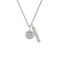 thumbnail image 2 of Delight Jewelry Silvertone Peace Sign - Round Seal Silvertone Guardian Angel Bar Charm Necklace, 23", 2 of 4
