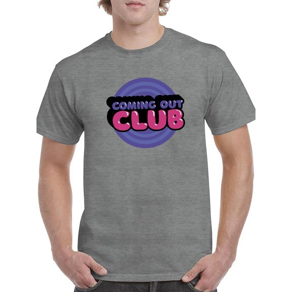 Coming Out Club Bubblegum Text T-Shirt Men -Smartprints Designs, Male 5X-Large