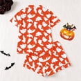 thumbnail image 4 of Tisuna Halloween Womens Pajamas Set Pumpkin Ghost Print Short Sleeve Button Down Tops And Shorts Sleepwear Pjs Sets Cute 2 Pieces Housewear S-XXL, 4 of 9