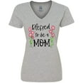 thumbnail image 3 of Inktastic Blessed to Be a Mom Pink Flowers Women's V-Neck T-Shirt, 3 of 5