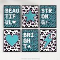 thumbnail image 5 of Pack of 6 Leopard Pattern and Bold Shapes Turquoise and Purple Beautiful Bright Strong Typography Unframed Wall Art Living Room Prints Set, 5 of 5