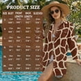 thumbnail image 5 of Renewold Womens Beach Cover Up Shirt Skin-friendly Button Up Shirt Women Long Sleeve Beach Blouses Bathing Suit Cover Up with Pockets Breathable Comfy Swimwear, Giraffe Print Brown, 2XL, 5 of 7