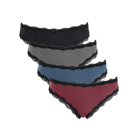 

Alove Women Cotton Thong Sexy Lace Hipster Underwear Panties Pack of 4
