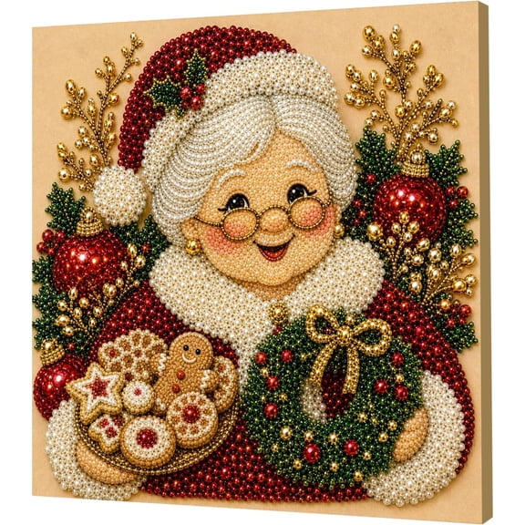 2027 Christmas DIY Pearl Diamond Art Kit with Frame (Santa Claus) | 3D Textured Gem Art Diamond Painting Craft 20x20cm, Perfect Elegant Handmade Gift for Women, Home Decor Gift for Beginners