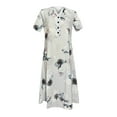 thumbnail image 2 of Robe de Plage Femme Décontractée à Manches Courtes Robes Taille Empire Robe sous le Genou Poches, 2 of 5