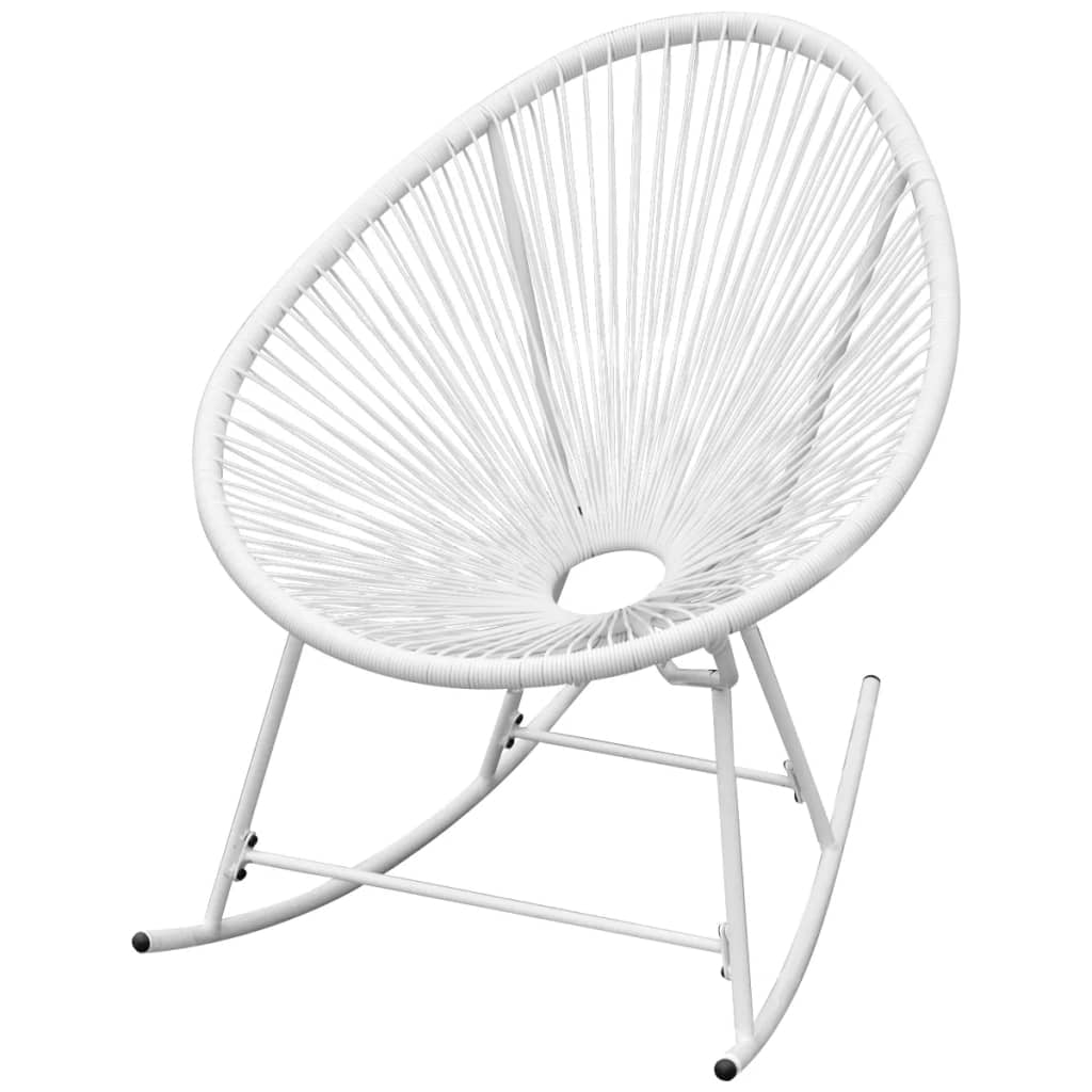 OTVIAP Outdoor Rocking Chair White Poly Rattan