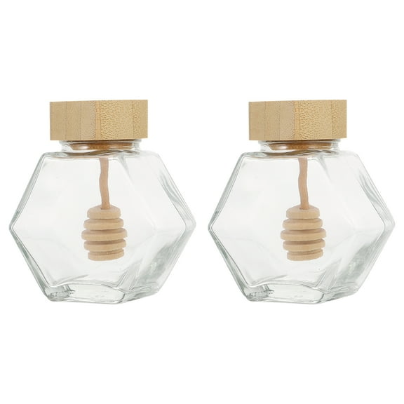 NUOLUX 2pcs Honey Jar Sealing Glass Honey Pot Clear Jam Jar Honey Storage Container