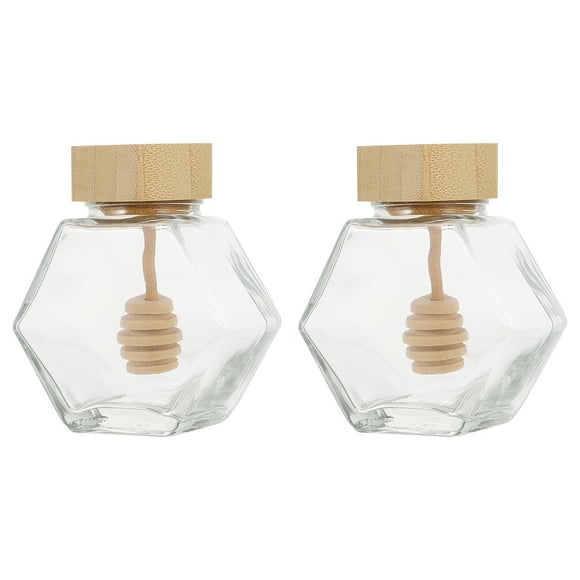 2pcs Honey Jar Sealing Glass Honey Pot Clear Jam Jar Honey Storage Container