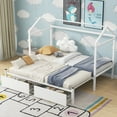 thumbnail image 4 of Twin XL to King Metal Twin Size House Platform Bed with 2 Drawers, White, 4 of 7