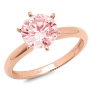 CLARA PUCCI 1.0 ct Brilliant Round Cut Clear Simulated Diamond 18K Rose Gold Solitaire Ring SZ 6.75