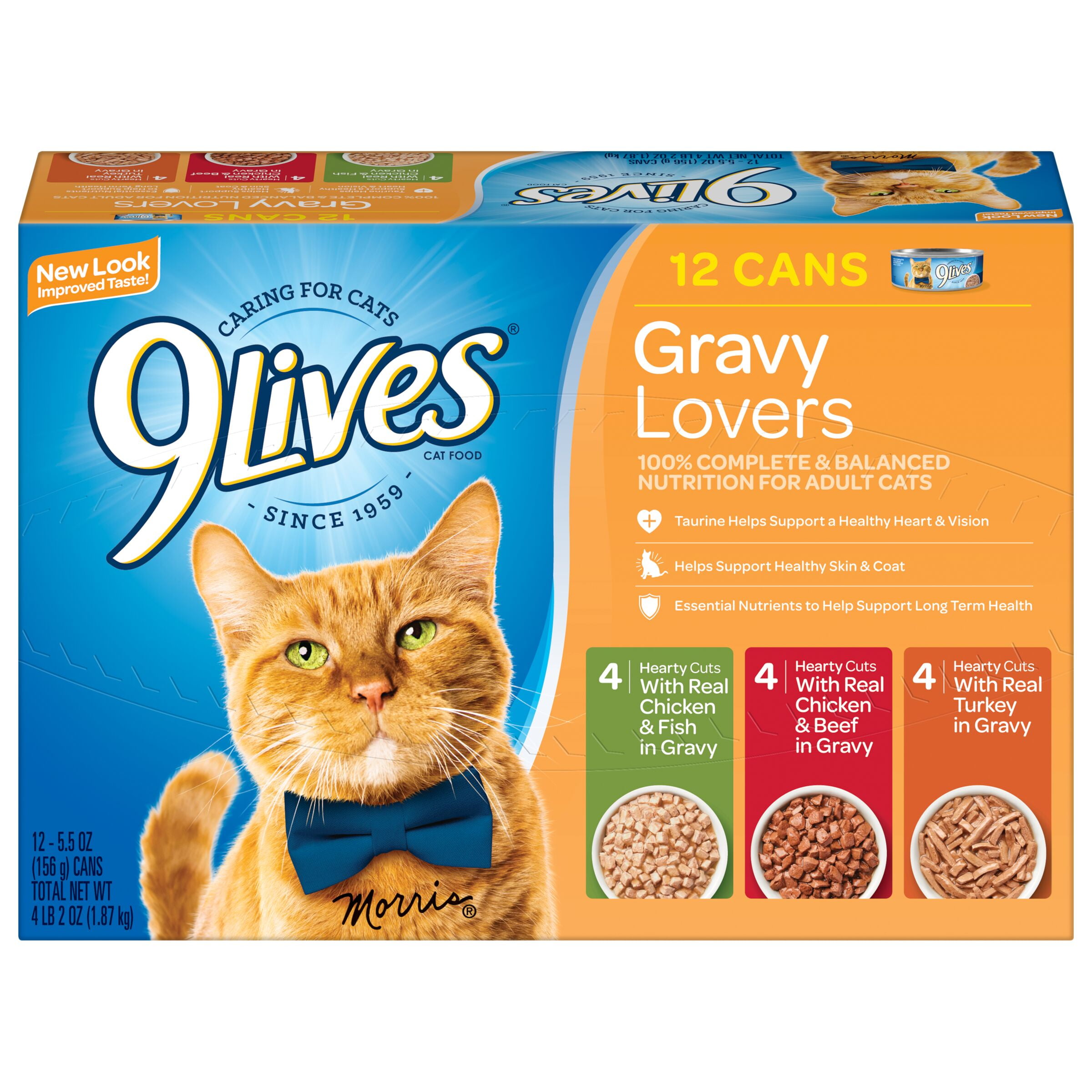 9 Lives Gravy Favorites Wet Cat Food Variety Pack, 5.5Ounce Cans, 12