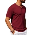 thumbnail image 4 of Lmueinov Men's Ribbed Henley Short Sleeve T Shirts, Casual Loose Fit Button Placket Solid Color Tops, Versatile Daily Wear Shirts S-3XL, 4 of 8