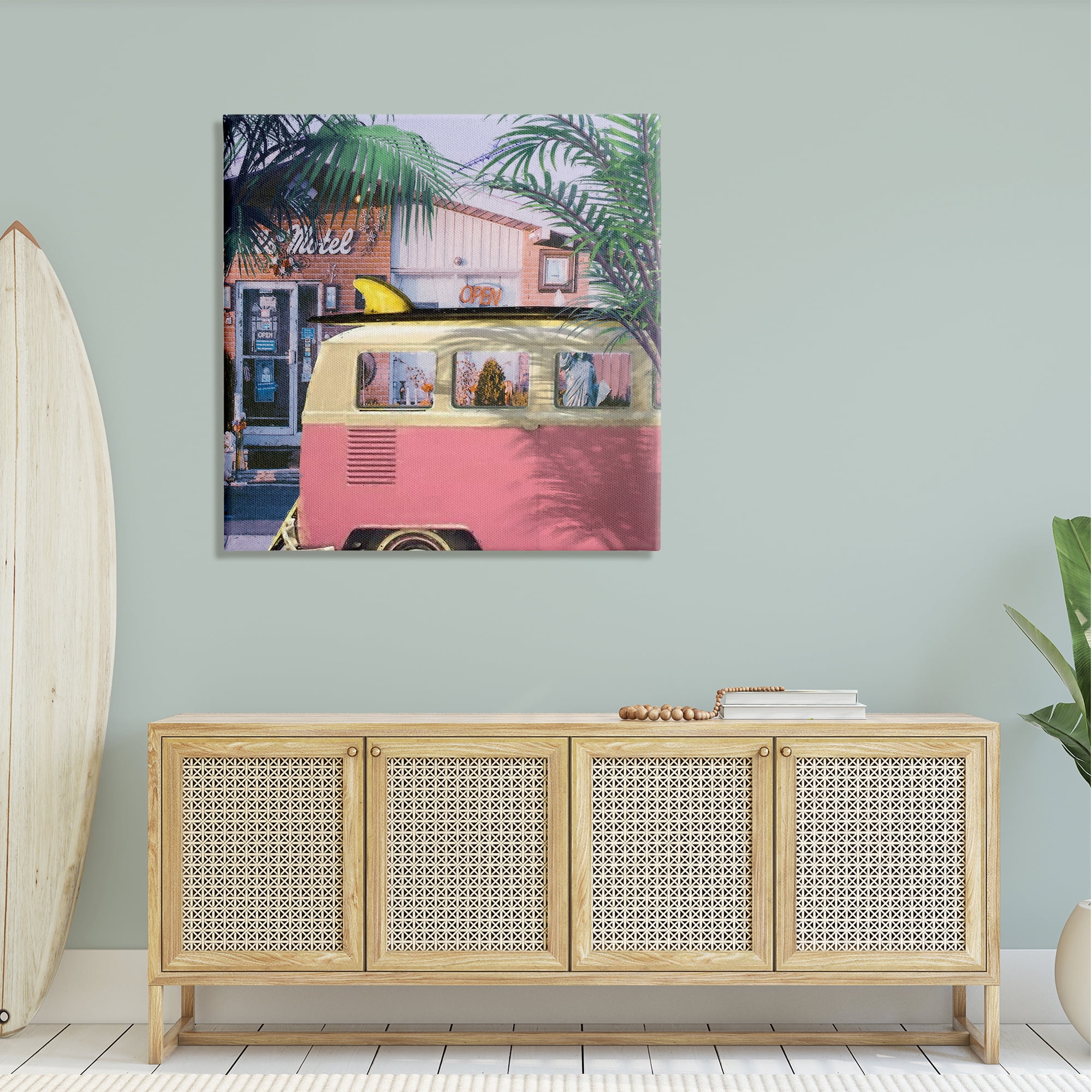 Stupell Retro Summer Palms Vacation Landscape Photography Gallery Wrapped Canvas Print Wall Art