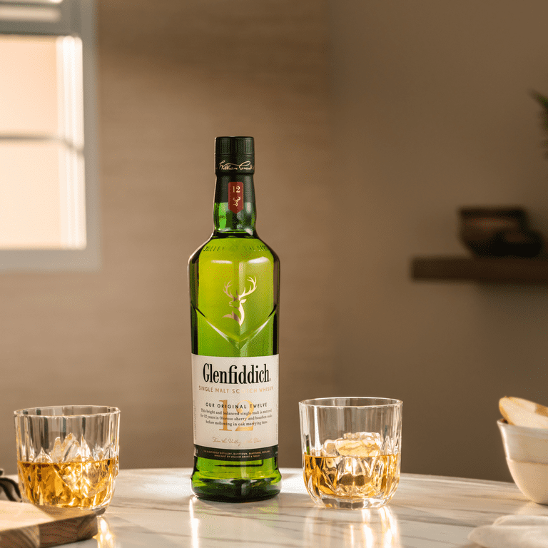 Glenfiddich 12 year Single Malt Scotch Whisky, 750ml Glass