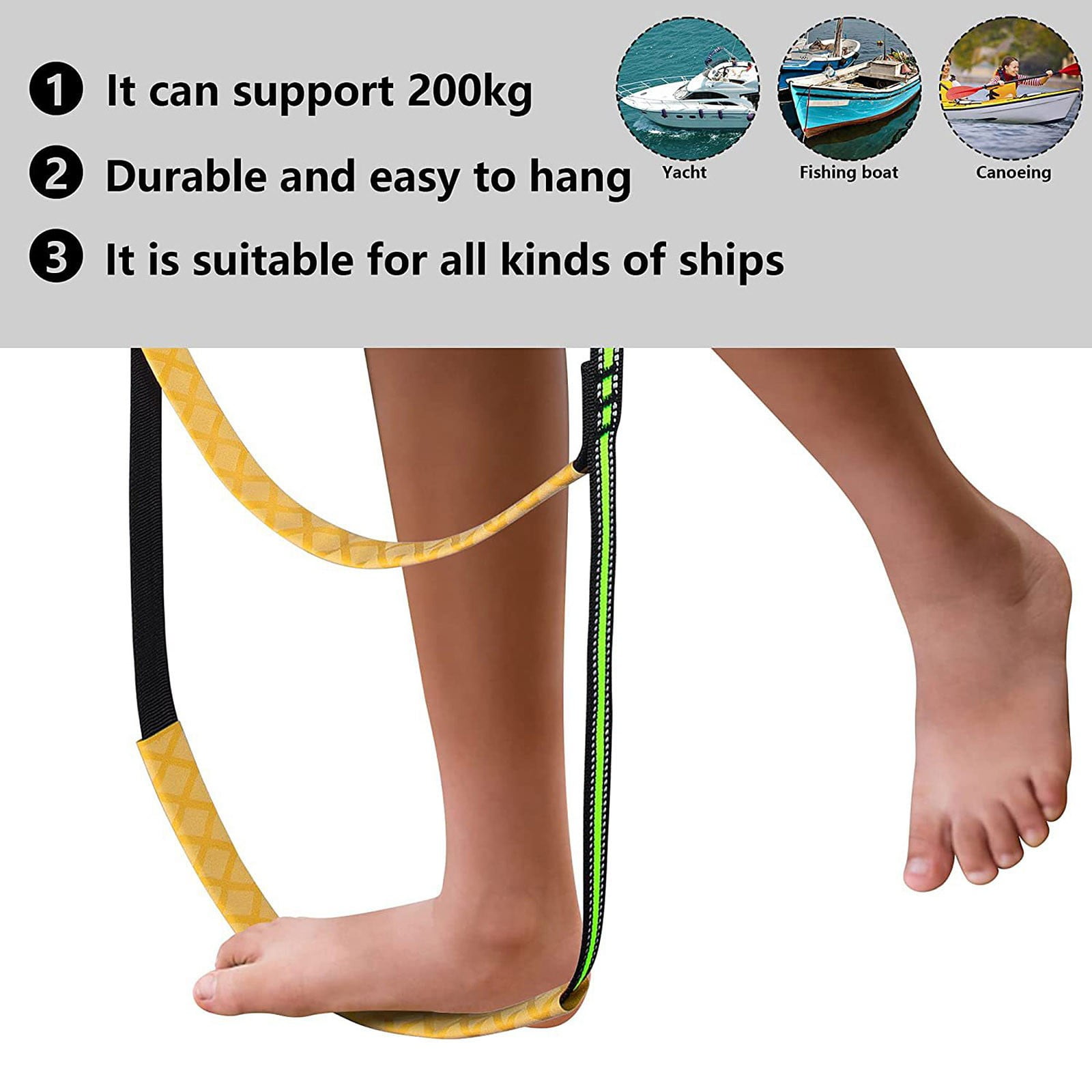 Rubber Boat Folding Ladder, Hook - On Boarding Ladder With 4 Steps, For Inflatable Boats, Kayaks, Canoes, Dinghies, Watercraft