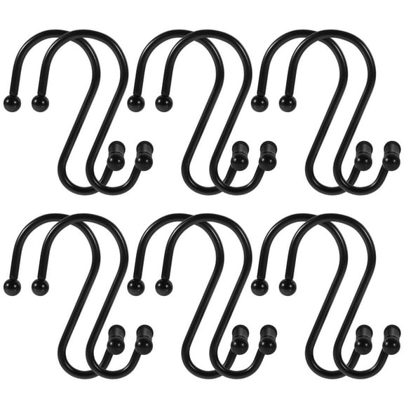 WHAMVOX 12pcs S Shape Shower Curtain Hanging Rings Metal Shower Curtain Hooks Metal Hooks