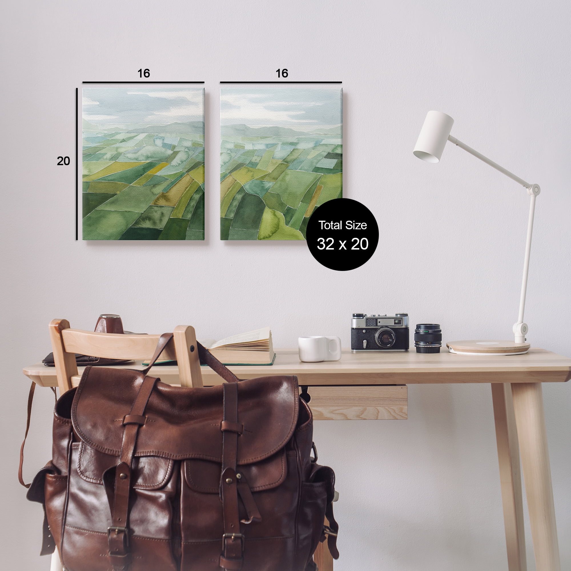 Stupell Industries Abstract Farmland Landscape Nature Painting Gallery Wrapped Canvas Print Wall Art, 16 x 20, Set of 2