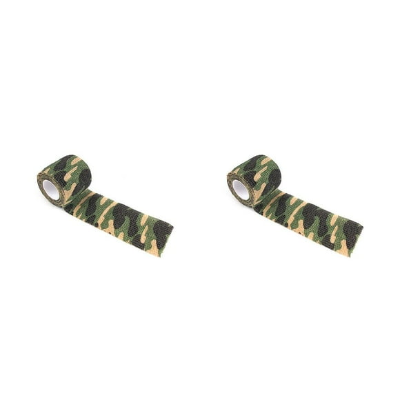 Eigraketly Envoltura autoadhesiva Camuflaje al aire libre Camping Deportes Cinta Senderismo Portátil Extraíble Columna sin rastro Vendaje Camuflaje de la jungla 2piezas Eigraketly CBP230462