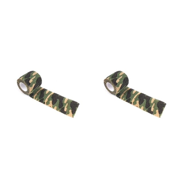 Eigraketly Envoltura autoadhesiva Camuflaje al aire libre Camping Deportes Cinta Senderismo Portátil Extraíble Columna sin rastro Vendaje Camuflaje de la jungla 2piezas Eigraketly CBP230462