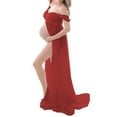 thumbnail image 2 of CSformom Maternity Off The Shoulder V Neck Open Split Gown Maxi Photography Dress, 2 of 4