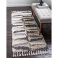 thumbnail image 2 of Unique Loom Hygge Shag Geometric Plush & Cozy Rug 2' 7 x 8' 2 Runner Gray/Ivory, 2 of 2