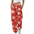thumbnail image 2 of WXLWZYWL Women Merry Christmas Sweatpants Drawstring Jogger Snowflake Fun Print Elastic Waist Casual Trousers Warm Comfy Pants with Pockets, 2 of 5