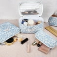 thumbnail image 7 of Soda Candy Makeup Bag Large Quilted Cosmetic Bag Floral Make up Bag for Women Cute Cotton Makeup Bag Set Travel Toiletry Organizer Bag, Blue White, 7 of 7
