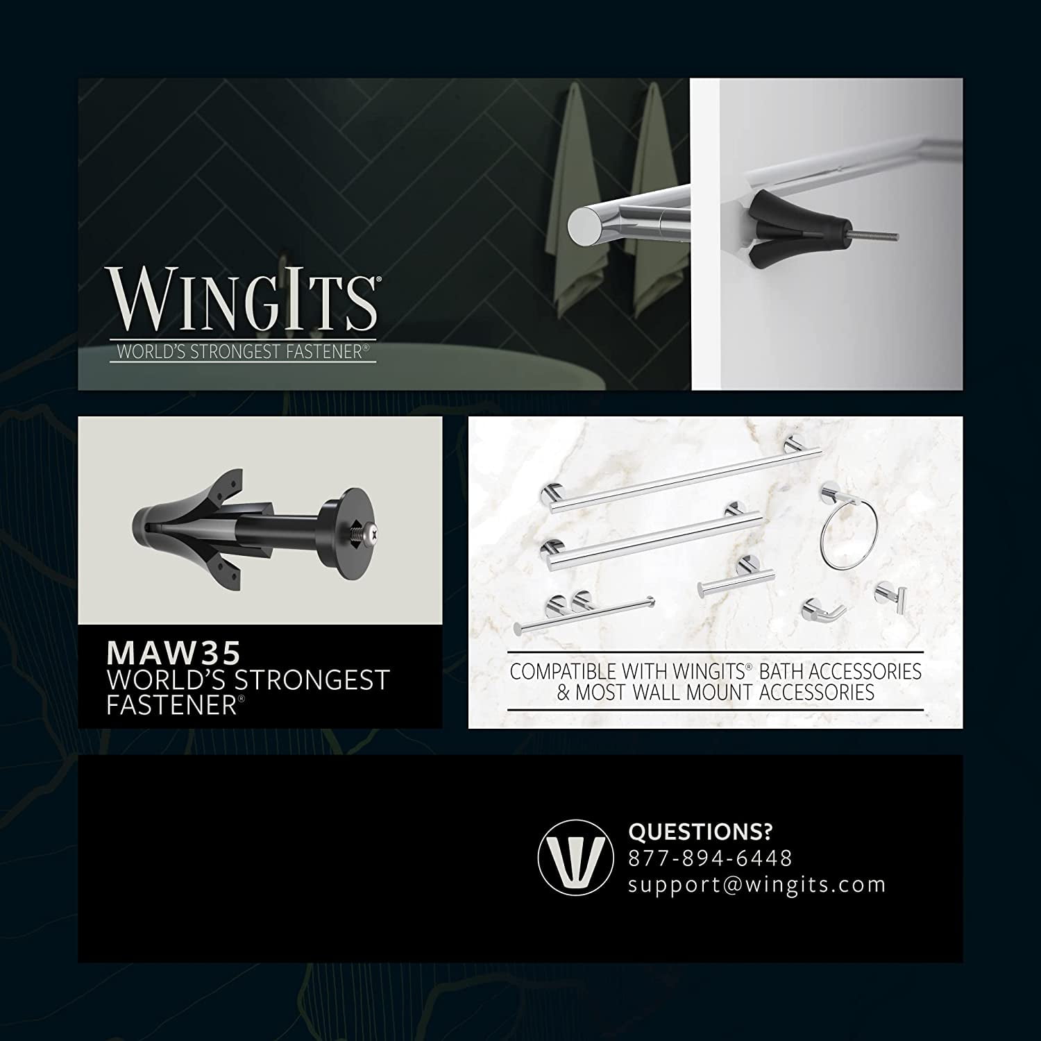 Wingits Wall Anchor,Plastic,3 1/2 in L,PK6 RC-MAW35-6