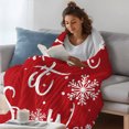 thumbnail image 3 of Christmas Red Throw Blanket, Flannel Fleece Blanket with Striped Design for Couch, Winter Snowflakes Merry Xmas New Year Soft Breathable All Season Plush Blankets for Loveseat Sofa Bed 60"x80", 3 of 9