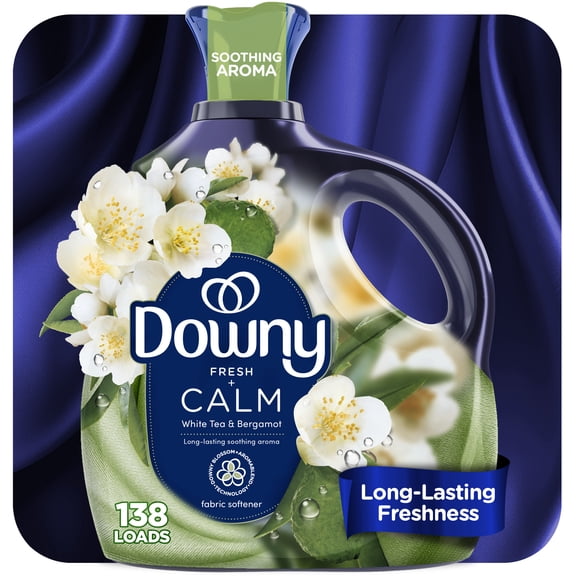 Downy Calm Liquid Fabric Softener, White Tea and Bergamot scent, 93 fl oz, 138 Loads