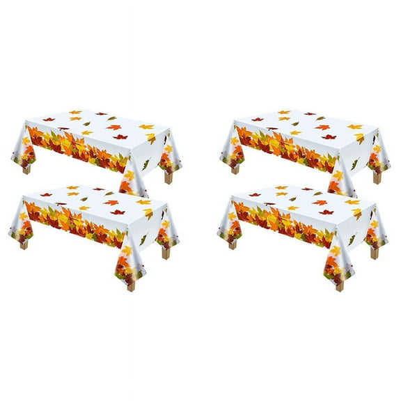 4X Thanksgiving Autumn Leaf Tablecloth Autumn Maple Leaf Tablecloth Waterproof Rectangular Plastic Tablecloth