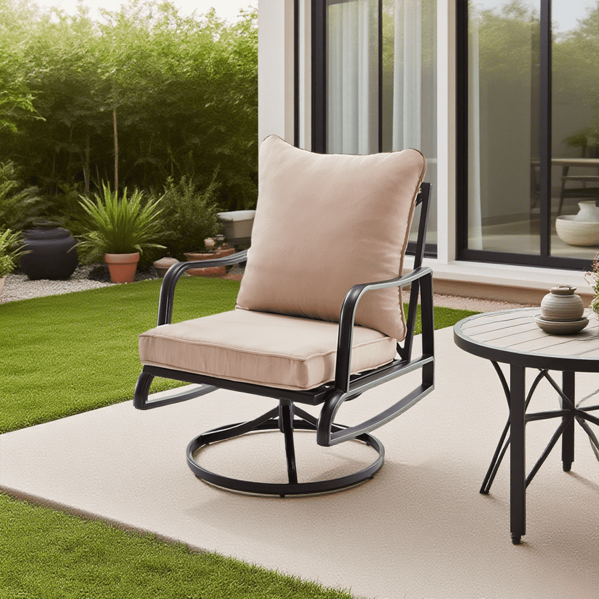 MAYEERTY Outdoor 2Piece Small Patio Set:Swivel Glider Chairs with Cushions for Porch,Balcony,Backyard
