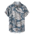 thumbnail image 1 of Camisas Hombre Manga Corta Hombres Moda Primavera Verano Casual Manga corta Turndown Neck Impreso Camisetas Top Blusa (Blue, M), 1 of 2