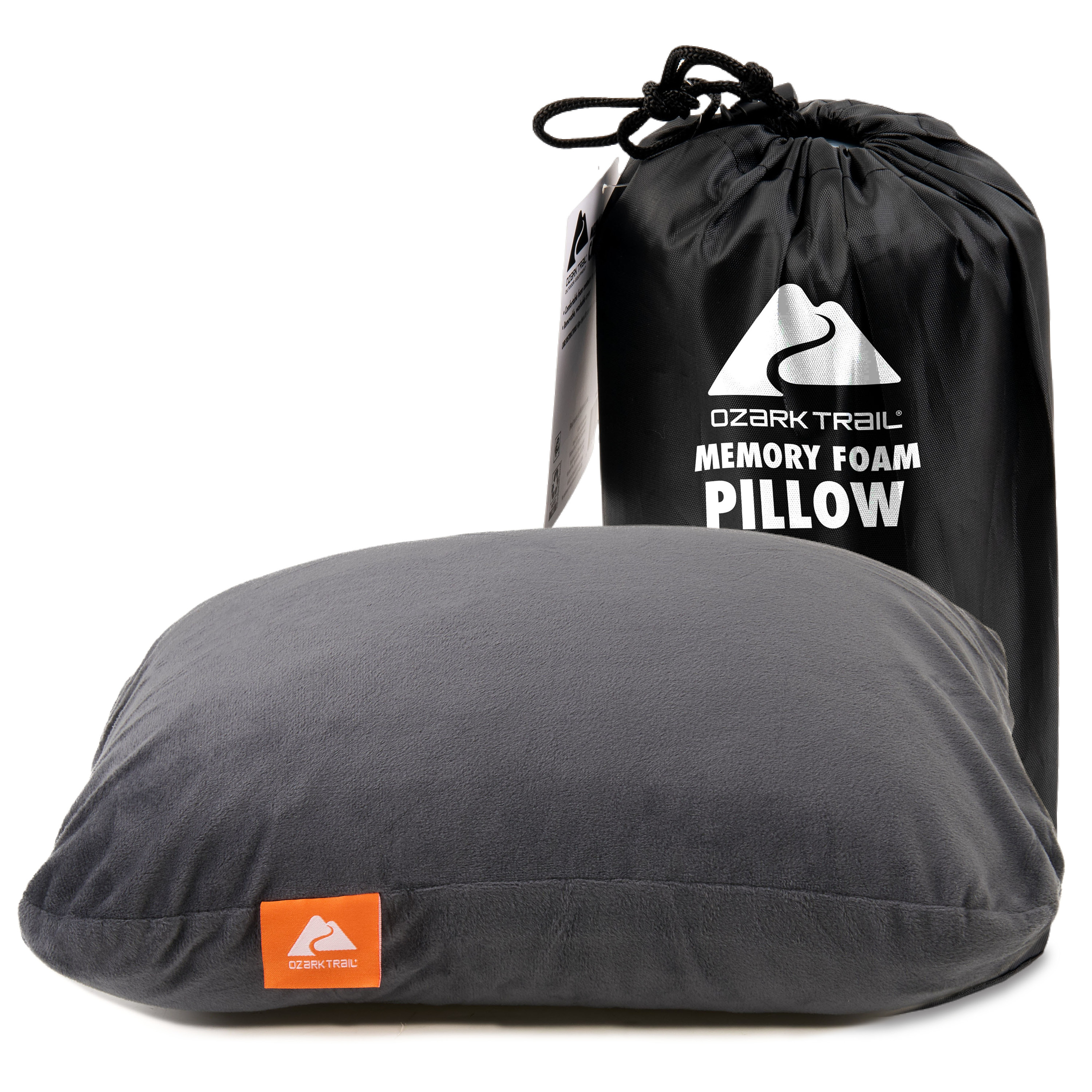 Ozark Trail Memory Foam Camping Pillow, Adult Use, Dark Gray