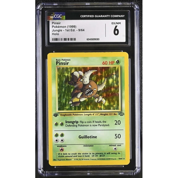 Graded 1999 Pokemon Jungle 1st Edition Pinsir Holo CGC 6 #9 9/64 English