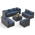 thumbnail image 6 of POTEBAN 9 Pieces Patio Conversation Set, Outdoor Black PE Wicker Sectional Sofa for Backyard Garden, Blue, 6 of 9